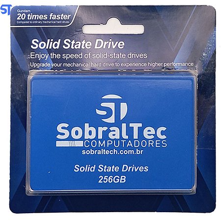 HD SSD SobralTec 256Gb 2.5 Sata3 Leitura 570Mb/s Escrita 500Mb/s Azul