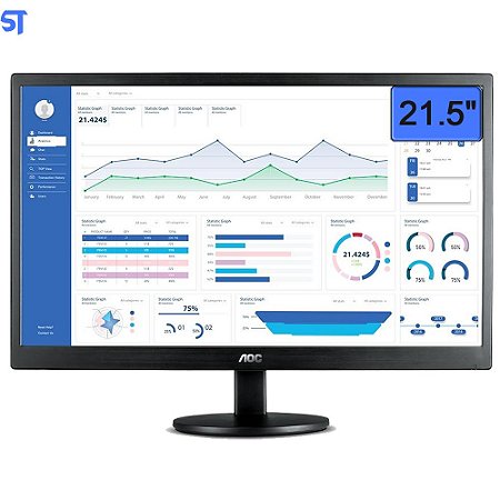 Monitor LED AOC 21,5" Full HD 1920 x 1080 Widescreen - Preto E2270SWHEN