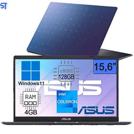 Notebook Asus E510 Vivobook Intel Celeron N4000 4Gb Ram 128GB eMMC Tela 15,6" Hd  Intel® UHD Graphics 600 - Azul - Sem F
