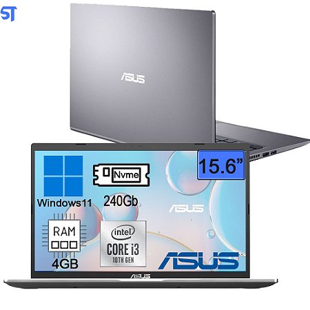 Notebook Asus X515 VivoBook Intel Core i3-1005G1 4Gb Ram 240Gb Nvme Tela 15.6" Intel® UHD Graphics - Cinza