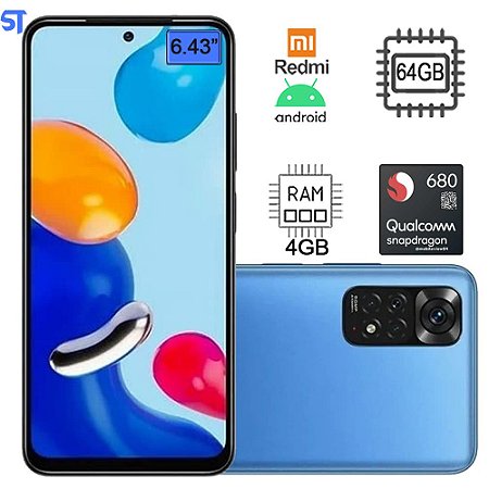 Smartphone Xiaomi Redmi Note 11 Azul 64GB - 4GB Ram ‎Tela 6.43 Twilight Blue Versão Global- SEMI NOVO