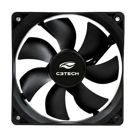 Cooler Fan C3Tech, F7-100BK Storm, Rolamento FDB 12V, 1200RPM, 12x12x2.5cm, Preto