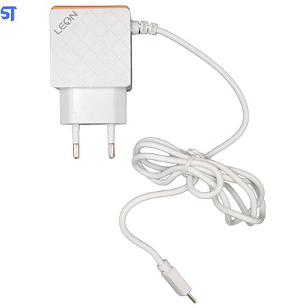 Carregador Turbo Tipo C Leon 4.8A Com Duas Portas USB Branco - Leon-8001