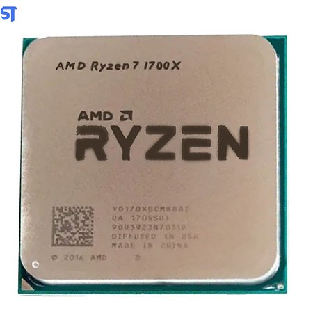 Processador AMD Ryzen 7 1700X 3.4Ghz (3.8GHz Turbo), 8-Cores 16-Threads, S/Cooler, AM4, YD170XBCAEWOF, S/ Video S/BOX