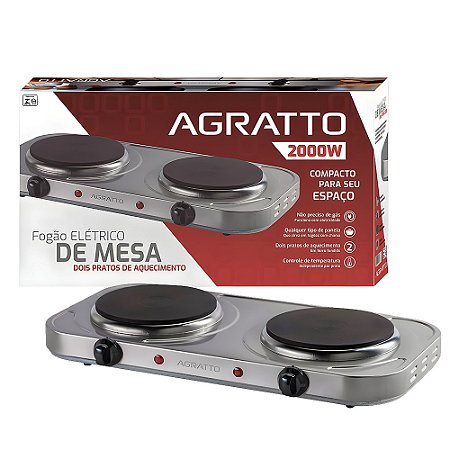 Fogão Elétrico Agratto De Mesa FM-02 Com 2 Bocas, 2000W - 220V