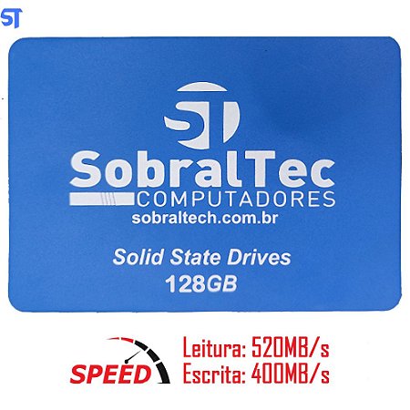 HD SSD SobralTec 128Gb 2.5 Sata3 Leitura 520Mb/s Escrita 400Mb/s