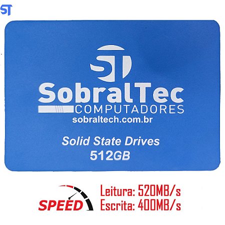 HD SSD SobralTec 512Gb 2.5 Sata3 Leitura 580Mb/s Escrita 500Mb/s