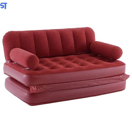 Sofá inflável 5 em 1, Cama de Casal, Dobrável BED Flcked Intime Plastics