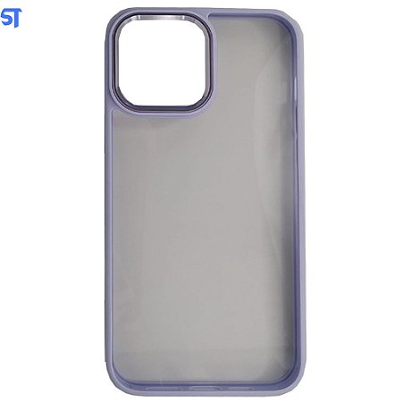 Capa Transparente Para iPhone 13 Pro Max Com Frame de Metal Anti Impacto Ótimo Acabamento - Roxa