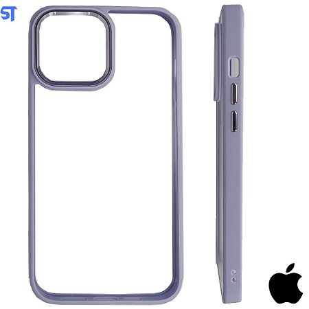 Capa Transparente Para iPhone 11 Com Frame de Metal Anti Impacto Ótimo Acabamento - Roxa