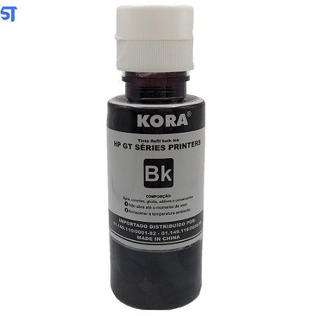 Refil de Tinta Compatível HP GT Séries Bulk Ink Corante Preto BK 90ML KORA