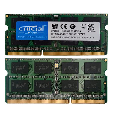 Memória Ram Notebook 8GB DDR3L 1600Mhz Crucial