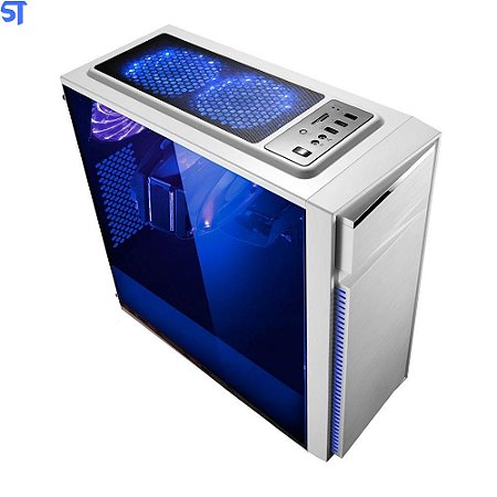 Gabinete Gamer Bg-015 Branco Bluecase - S/ Fonte / Usb 3.0 Frontal- Lateral Transparente