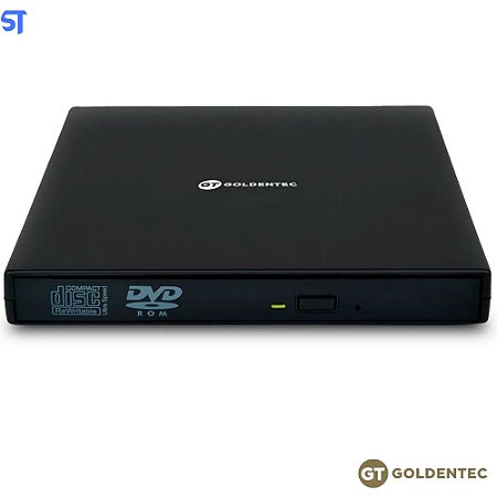 Leitor Gravador de CD/ DVD Externo Portátil USB | GT Pop UP GT-Goldentec  Preto - SobralTech