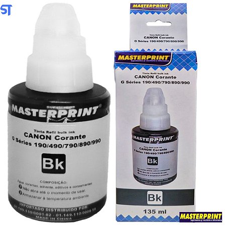 Refil de Tinta Compatível Canon Bulk Ink G Corante Preto BK 135ML MasterPrint