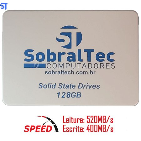 HD SSD SobralTec 128Gb 2.5 Sata3 Leitura 520Mb/s Escrita 400Mb/s - Branco