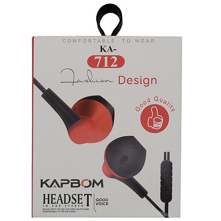 Fone De Ouvido Estéreo Com Microfone Kapbom - KA-712- Vermelho
