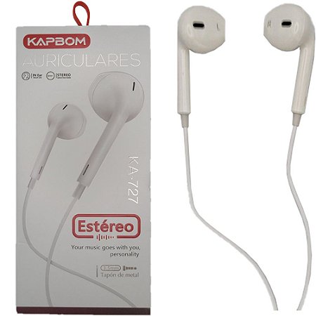Fone De Ouvido Estéreo Com Microfone Kapbom - KA-727 - Branco