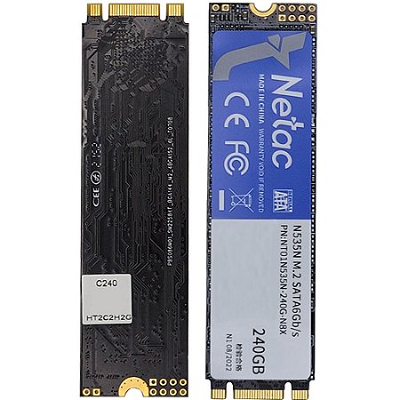 HD SSD M.2 Netac 240GB 2280 SATAIII 6GB/s Leitura 560 MB/s Escrita 520 MB/s