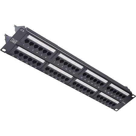 Patch Panel Plus Cable, CAT5E, 48 Portas, Com Guia, CAT.5E, Preto - LA-P548