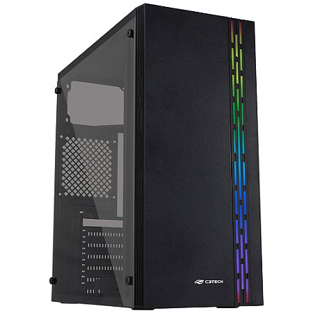 Gabinete Gamer, Com Tampa Lateral em Acrilico, MT-G230BK, C3Tech, S/Fonte, Preto
