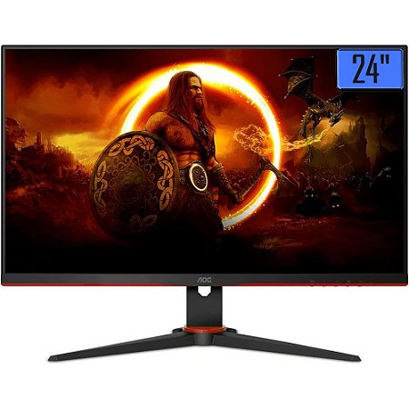 Monitor 24" Gamer AOC 24G2SE Full HD AMD FreeSync Premium Pro 165Hz 1ms Preto e Vermelho