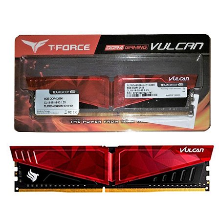 Memória Ram Desktop 8GB DDR4 2666 TLPRD48G2666HC18HBK Vulcan
