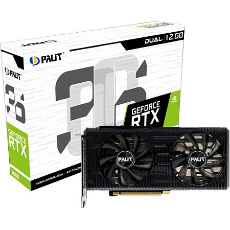 Placa de Vídeo Palit NVIDIA GeForce RTX 3060 Dual, LHR, 12GB, GDDR6, DLSS, Ray Tracing, NE63060019K9-190AD