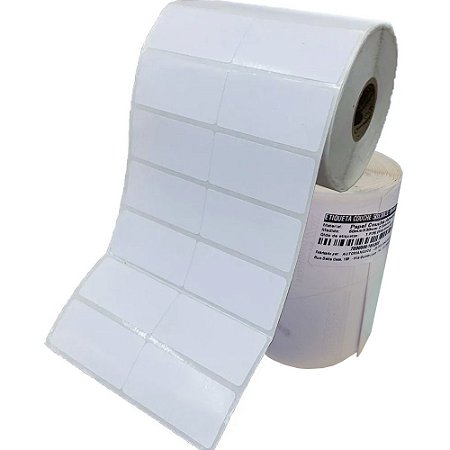 Rolo de Etiqueta 5x3 Cm | 50x30 Mm Couche Adesiva Branco 2 colunas  1876 etiquetas