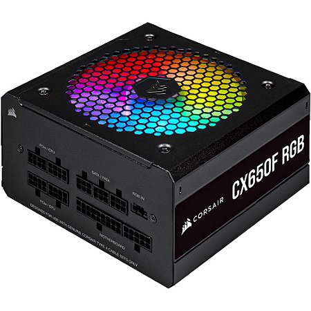 Fonte ATX Gamer Corsair CX650F, 650W, RGB, ATX, 80 Plus Bronze, Modular, Preto - CP-9020217-NA