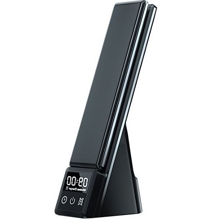 Luminária de Mesa 6 em 1 Led Carregador Sem Fio 15w Com Relógio Digital, Alarme, Botão Liga/Desliga