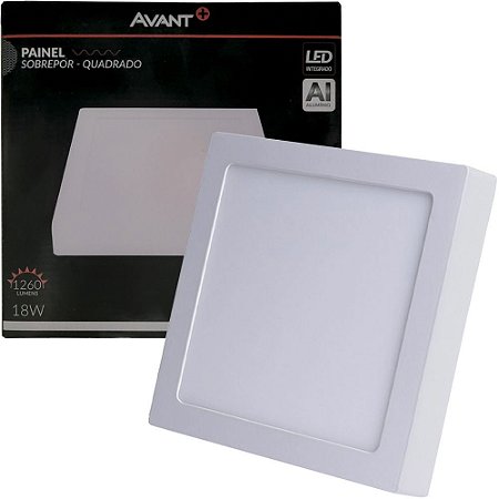 Painel Painel de Sobrepor LED Avant 18W Bivolt, Quadrado, 20,5 x 20,5 cm,  6500K BrancoV AI Aluminio - SobralTech
