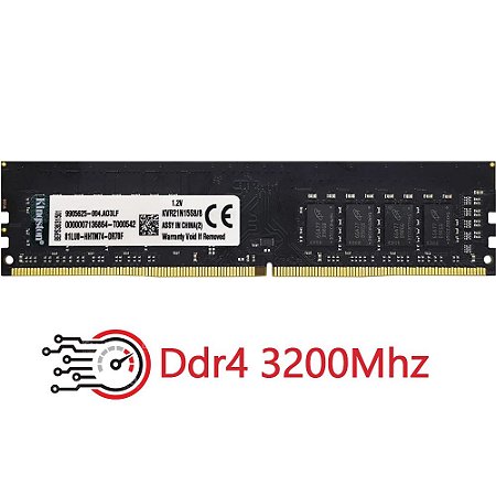 Memória Ram Desktop 8GB 3200MHz DDR4 Kingston KVR32N22S8/8 - Preta