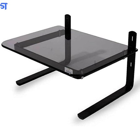 Suporte de mesa para Monitor de LCD preto e vidro fumê Reliza