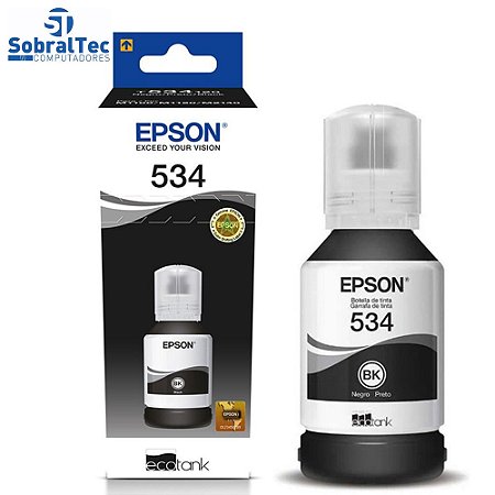 Refil De Tinta Epson 534 Original T534120 Preto Para EcoTank M1120 M1180 M3180 M3170 M2170 M2120 M2140