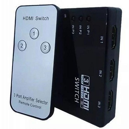 Switch HDMI 3X1 Com Controle Remoto 3 entradas e 1 saída Knup KP-3464