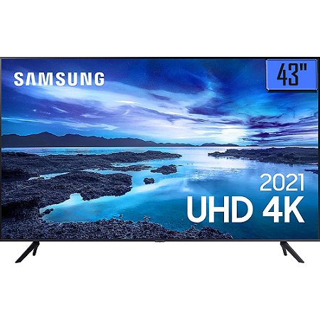 Smart TV 43" UHD 4K Samsung 43AU7700, Processador Crystal 4K, Tela sem limites, Alexa built in, Controle Único