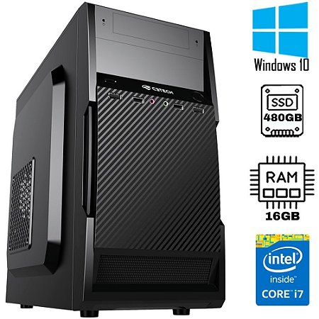 Computador Core i7-3770-HD SSD 480GB ST-Memória Ram 16GB At- Windows 10
