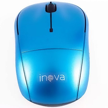 Mouse Óptico Sem Fio Wireless Usb Inova - Mou-6925- Azul