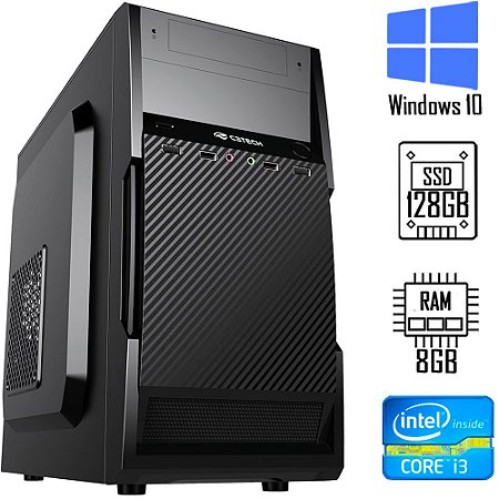 Computador Core i3-2120, HD SSD Netac 128 GB, Memória 8GB, Gab MT 25V2BK, Windows 10