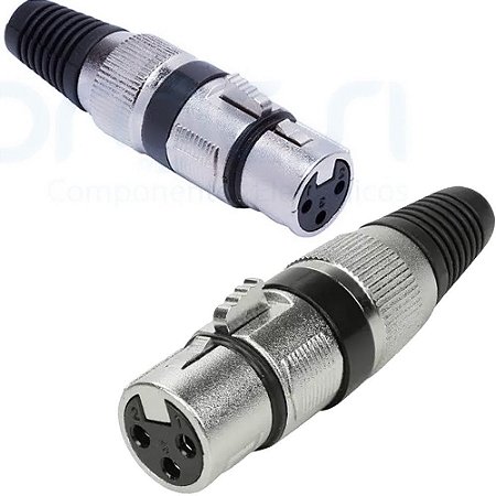 Conector XLR Canon Fêmea 3 Pinos