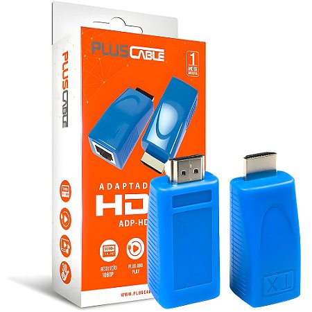 Adaptador Extensor de Cabo HDMI Com Cabo de Rede RJ45 ADP-HDMIRJ45BL PlusCable