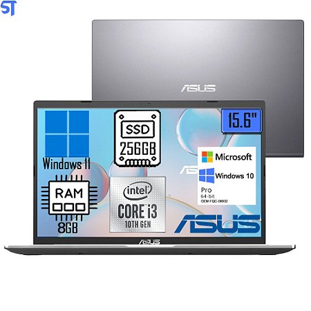 Notebook Asus Intel Core i3 1005G1, 8GB RAM, 256GB SSD, Tela 15.6, Windows 10 Pro, Cinza - X515JA-BR2750W