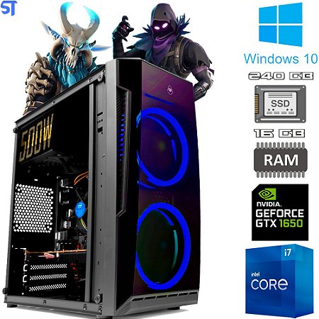 Computador PC Gamer  Intel Core I7, GTX 1650 4GB, 16GB DE RAM, SSD 240GB, Fonte 500W 80 Plus