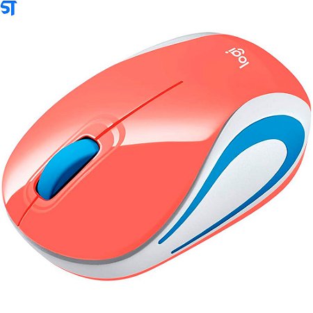 Mini Mouse Sem Fio Logitech M187 Com Receptor Conexão USB e Pilha Inclusa - Coral