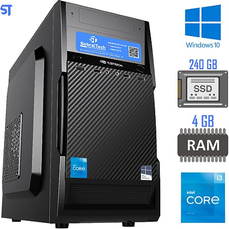 Computador Core i3 10100 Decima Geração - 4GB Memória Ram DDR4- SSD Kingston 240GB-ATX MT-25V2BK