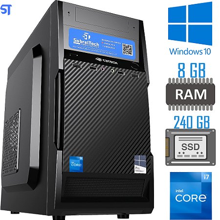 Computador Core i7-3770-HD SSD 240GB WALRAM-Memória Ram 8GB Kingston- Windows 10 - Gabinete 25BK
