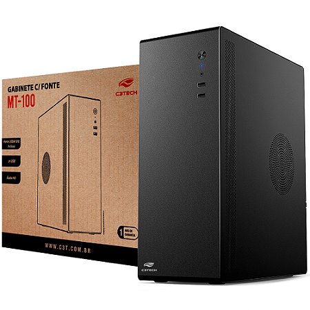 Gabinete Mini Micro-ATX MT-100BK Com Fonte 200W C3Tech