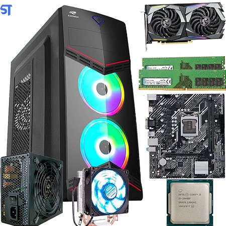 Kit Montagem Computador Gamer Core i5- 10400F - Memoria 16GB-  Placa de Video  GTX 1660, 6GB- Fonte 500W 80Plus