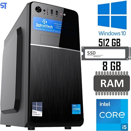 Computador Core i5 10400- NVME 512GB- Memória Ram 8GB 2400 DDR4 -Biostar B560MH -Gab 24V2BK- Windows 10